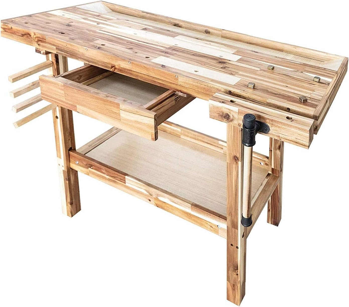 48-Inch Acacia Hardwood Workbench with Drawer - 330Lbs Weight Capacity Heavy Dut
