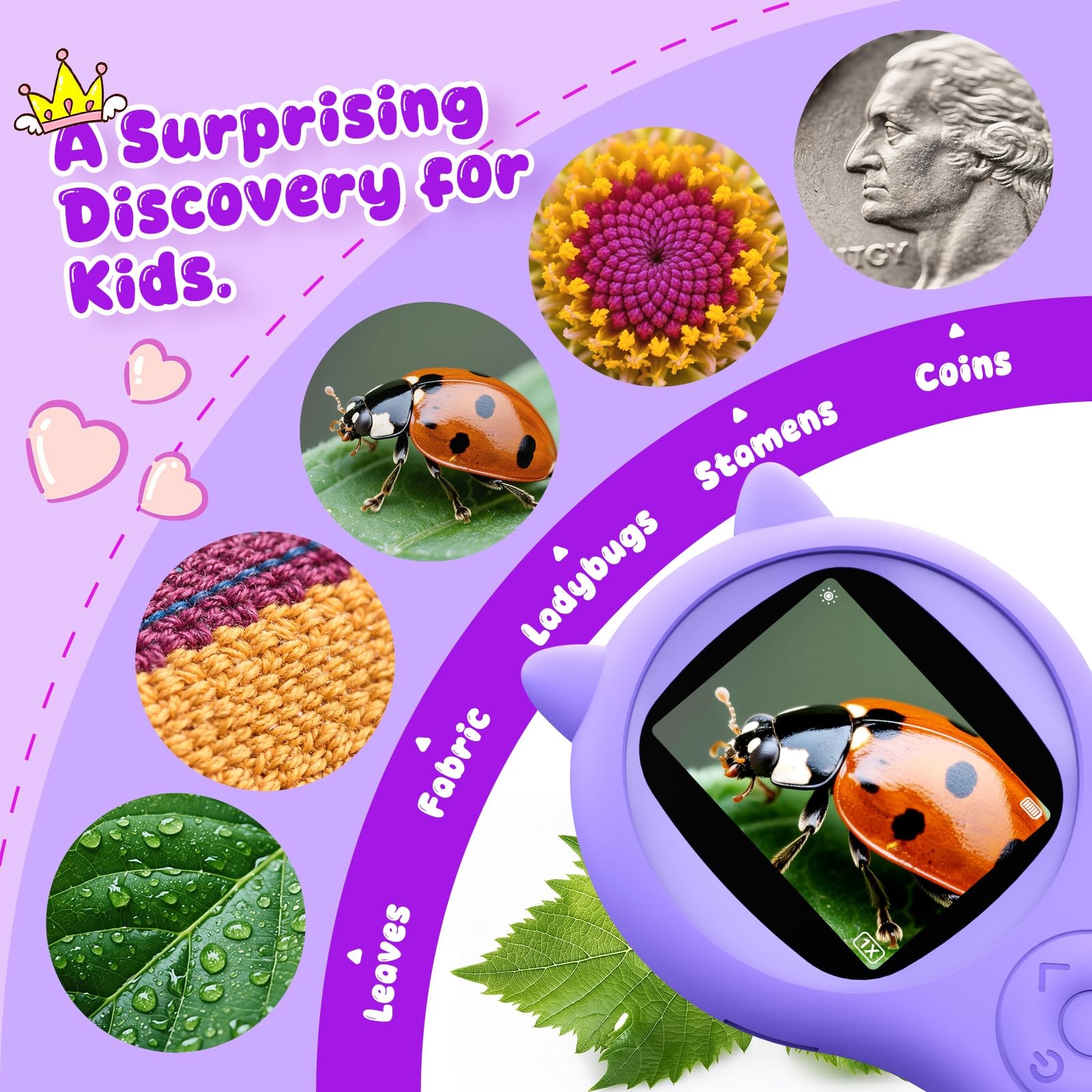 Kids Mini Pocket Handheld Microscope - STEM Educational Toy for Toddlers, 5-12