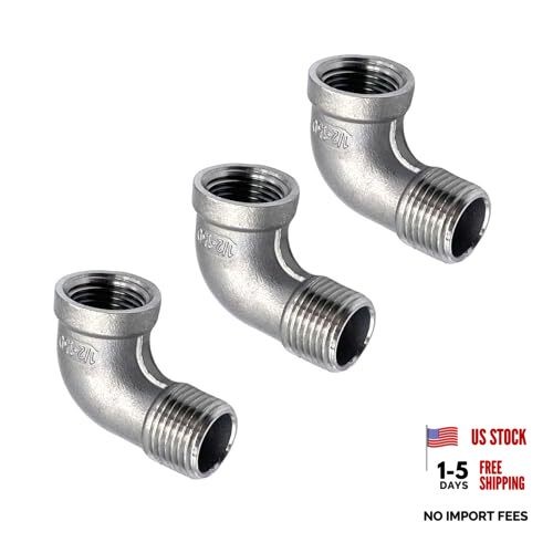 3 Pcs Stainless Steel 1/2" NPT x 1/2" NPT Threaded Elbow Fitting Male and