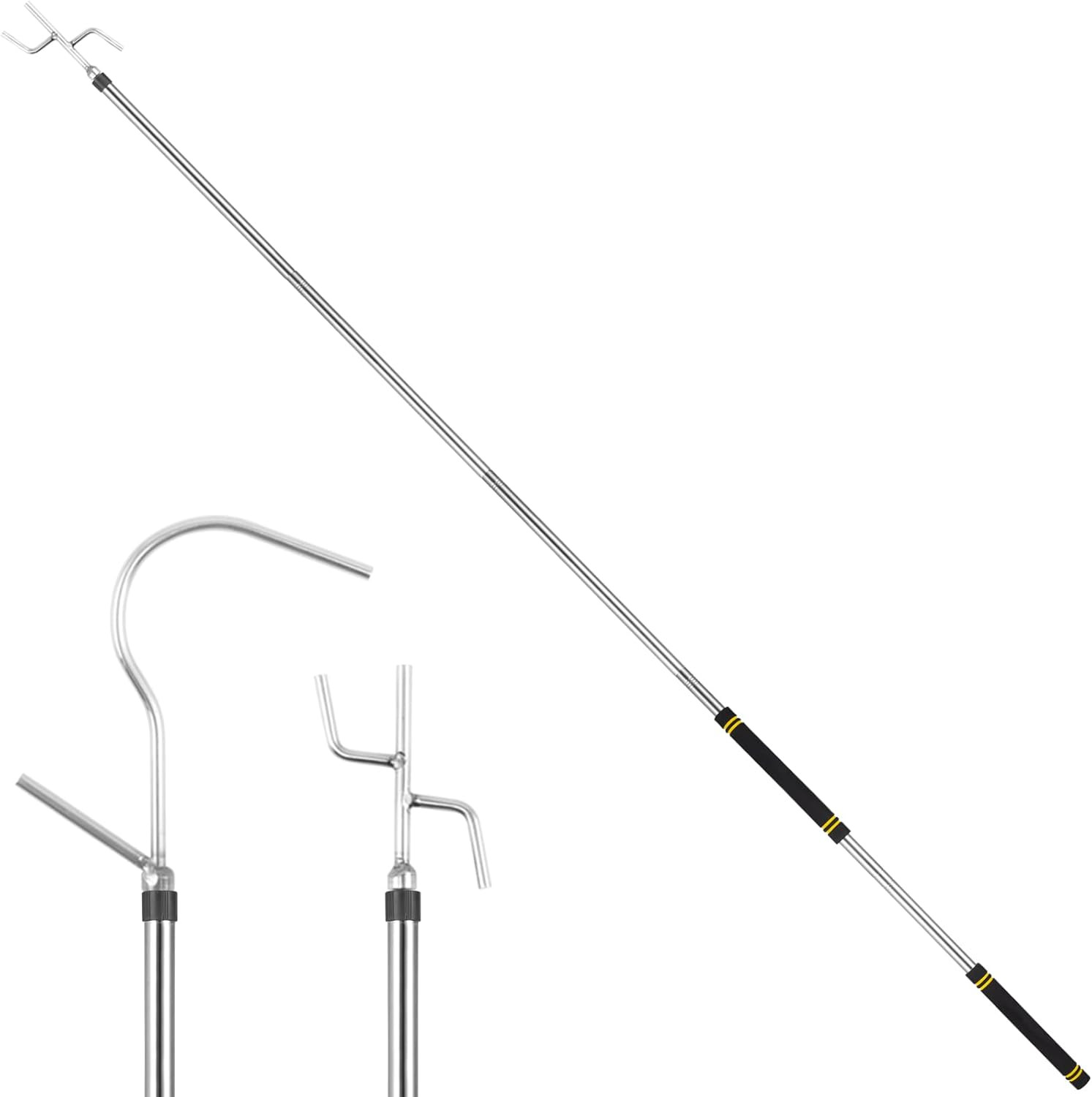 Clothes Hook Pole Heavy Duty,32 to 80In Retail Clothing Hook Pole Long Handle wi