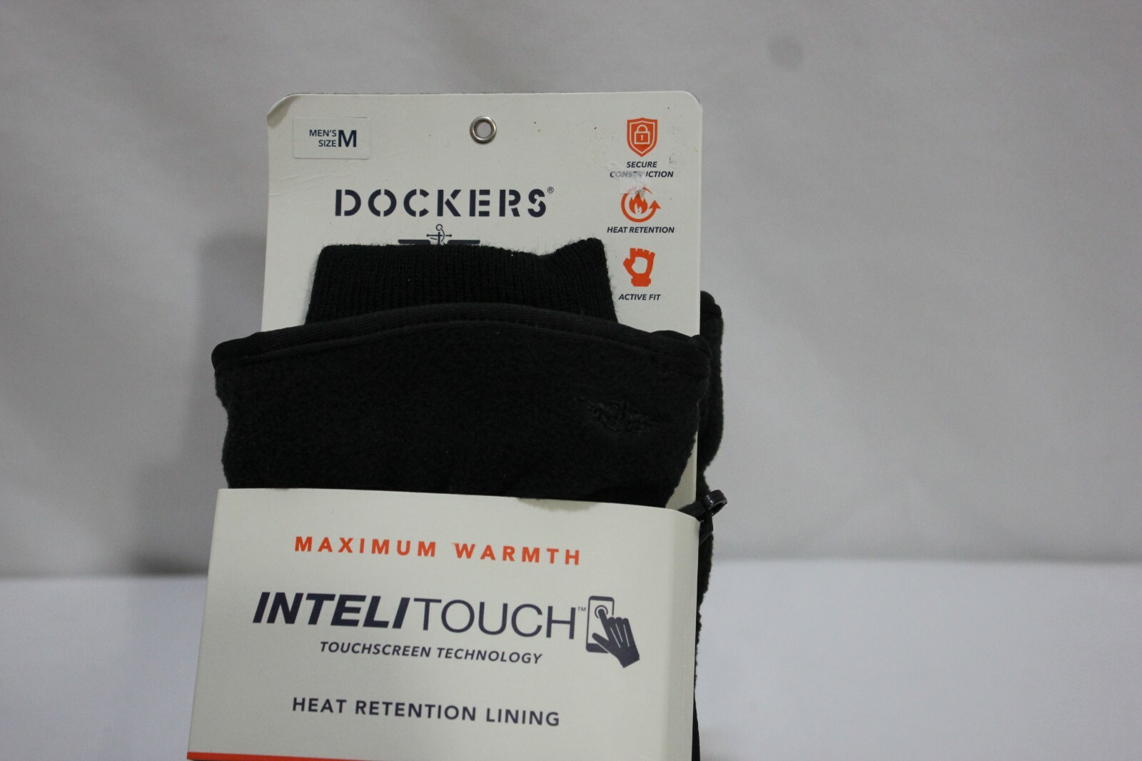 Dockers Inteli-Touch Poly Gloves Men Active Fit Black size Med inteli touch