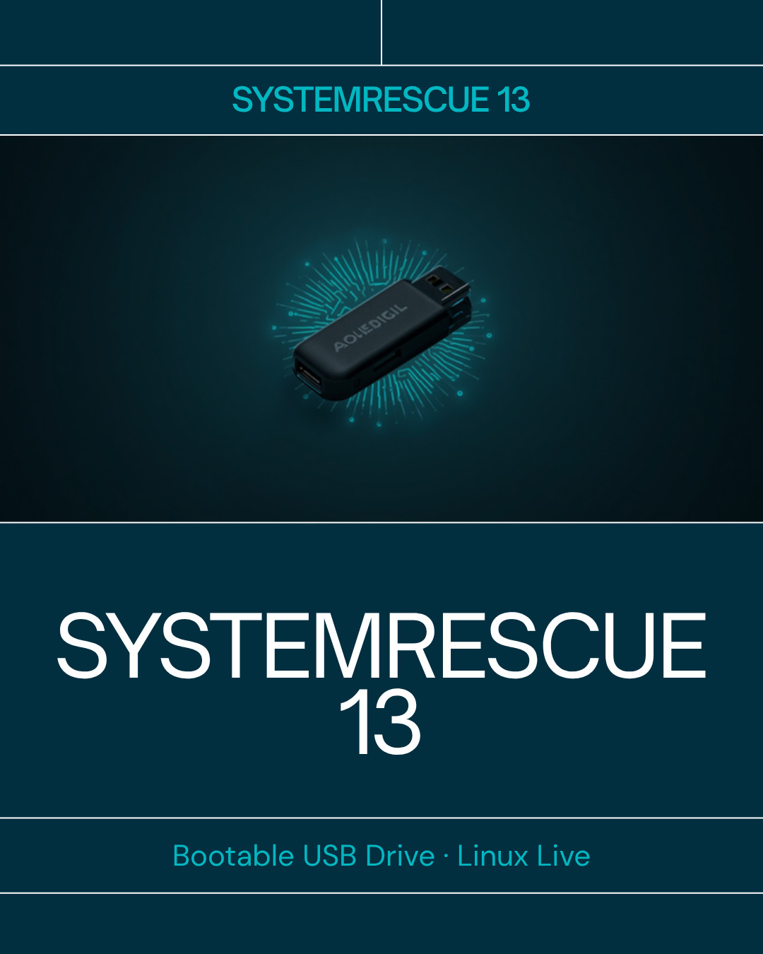 SystemRescue 13 Linux Bootable USB - PC Repair Recovery Live Toolkit 64-bit