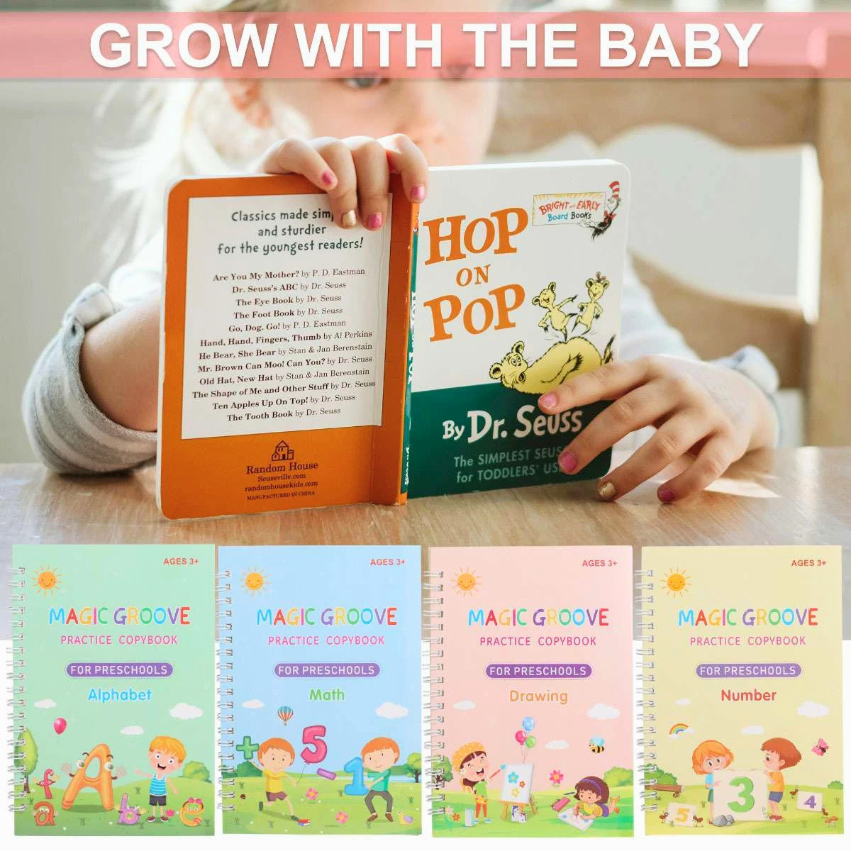 Magic Grooved Handwriting Practice Book for Kids Reusable Copybook Set