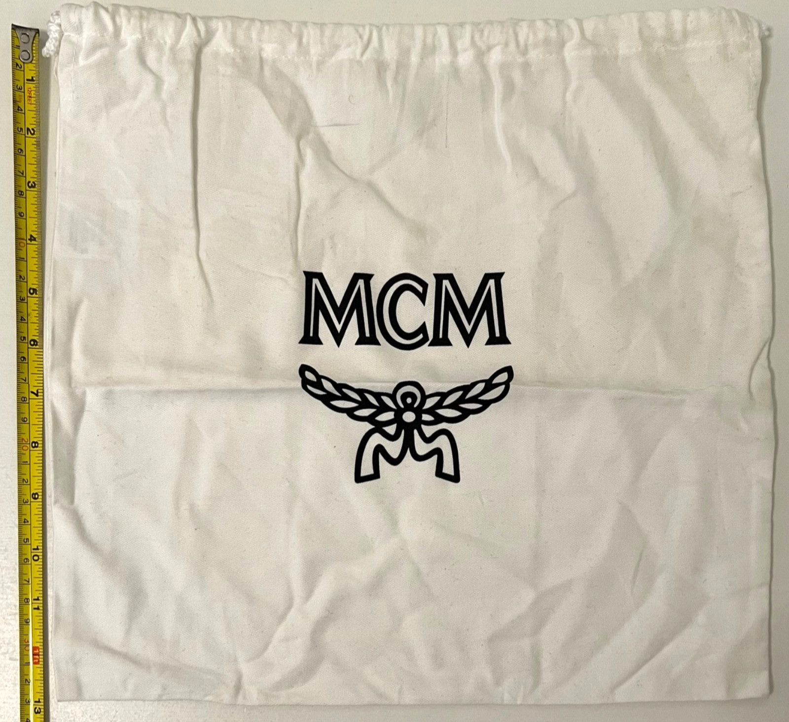 MCM Dust Bag Handbag Travel Storage Drawstring Pouch White 14x13 Authentic
