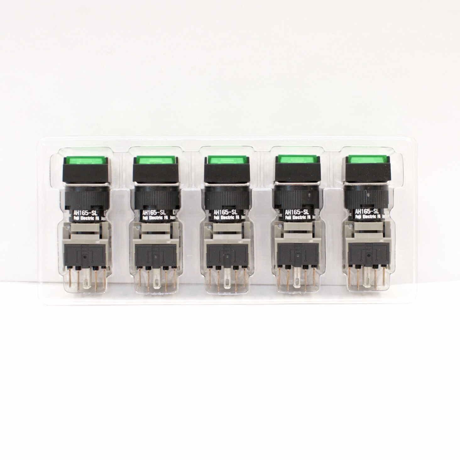 FUJI AH165-SLG11E3 Green Pushbutton Command Switch 24VDC LED (Pack of 5)