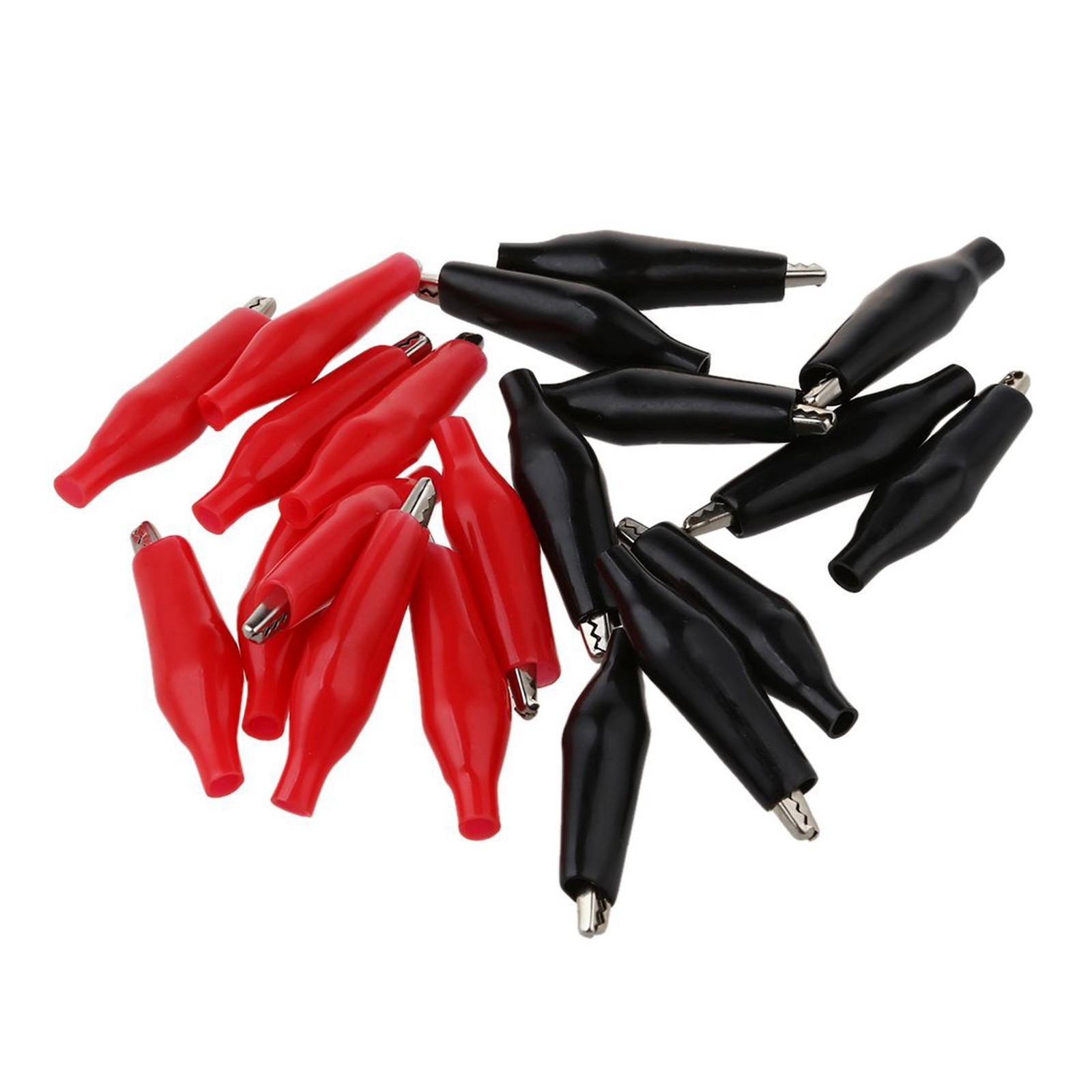 60pcs 10 Black & 10 Red Soft Plastic Coated Alligator Clip Test C4756