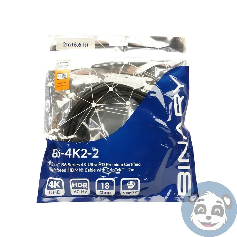 Binary B6 Series 4K Ultra HD Premium Certified High Speed HDMI Cable 2m / 6.6 ft