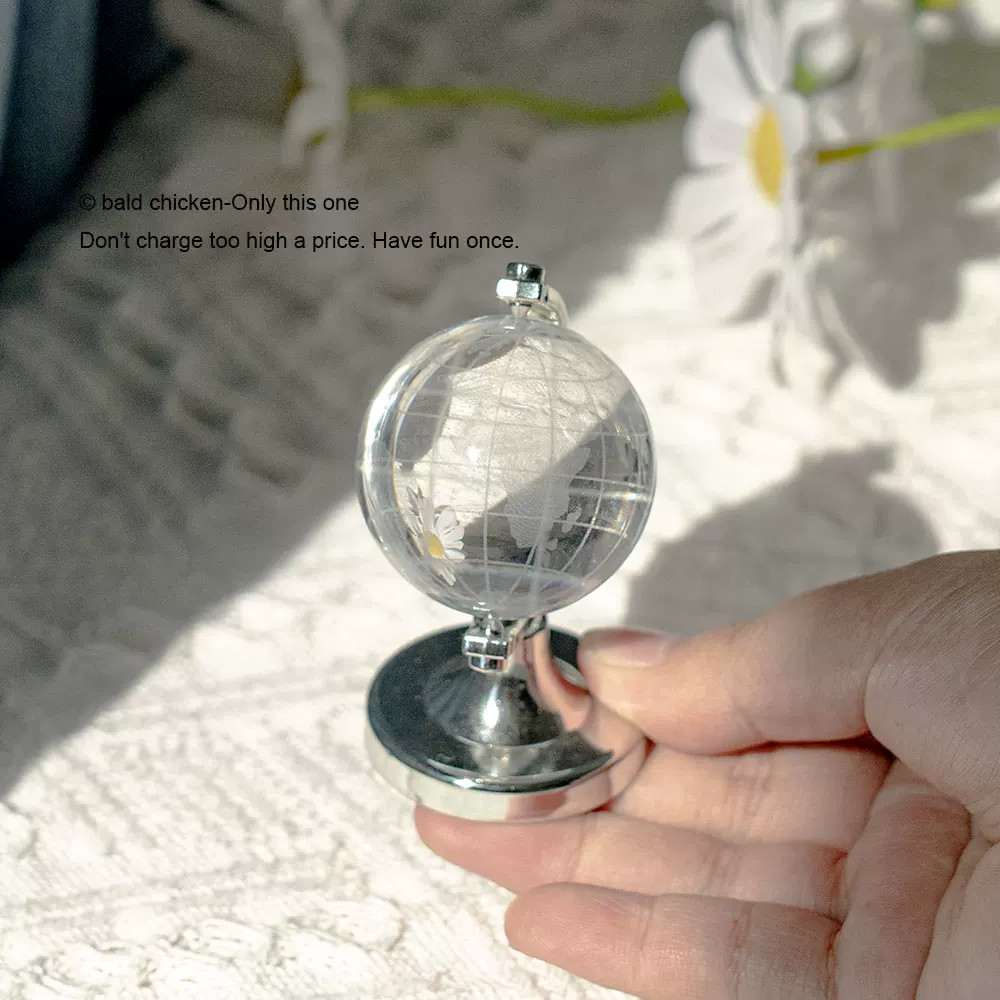 1x Miniature Crystal Glass World Globe Transparent Earth Model Office Decor Toy