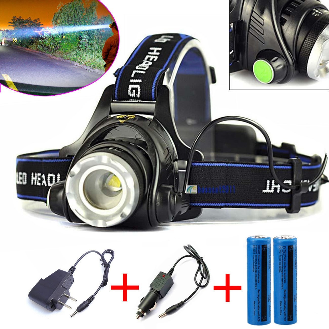 2025NEW Rechargeable Portable 9900LM LED Headlamp LED Headlight Head Torch Light