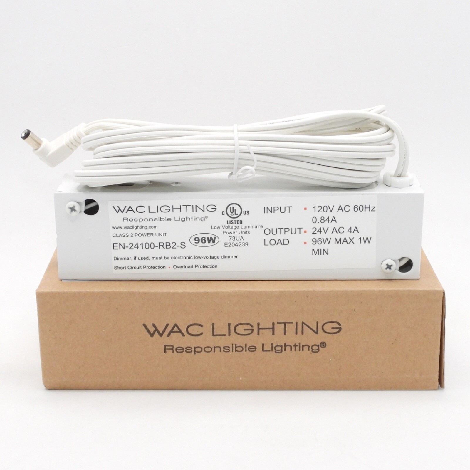 WAC Lighting 120V Input 24V Output 100W Remote Transformer (EN-24100-RB2-S)