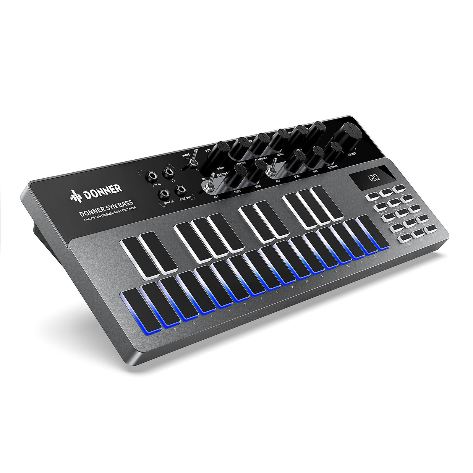 Analog Bass Synthesizer Sequencer, Donner Essential B1 with Intuitive Interface