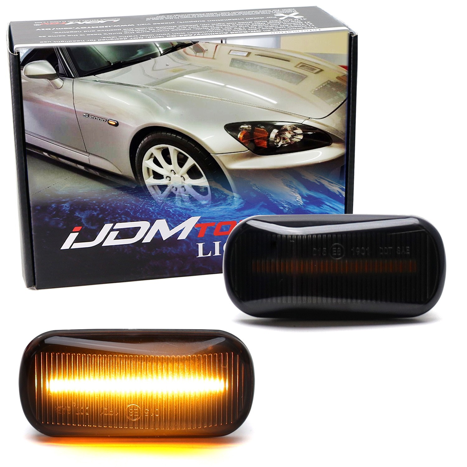 Smoked Lens Front Fender 4-SMD Amber LED Side Marker Lights For Honda S2000 S2K