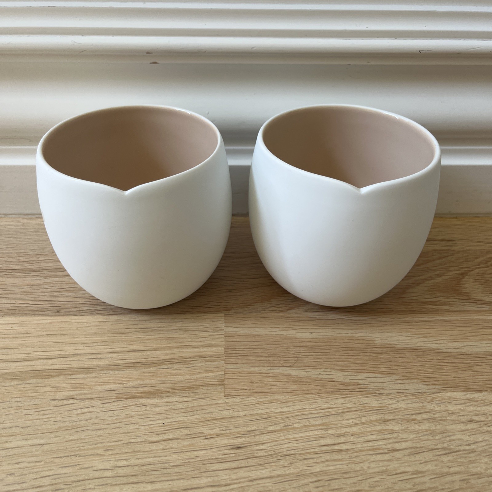2 Nespresso Origin Espresso Cups By  India Mahdavi Porcelain in White & Mauve