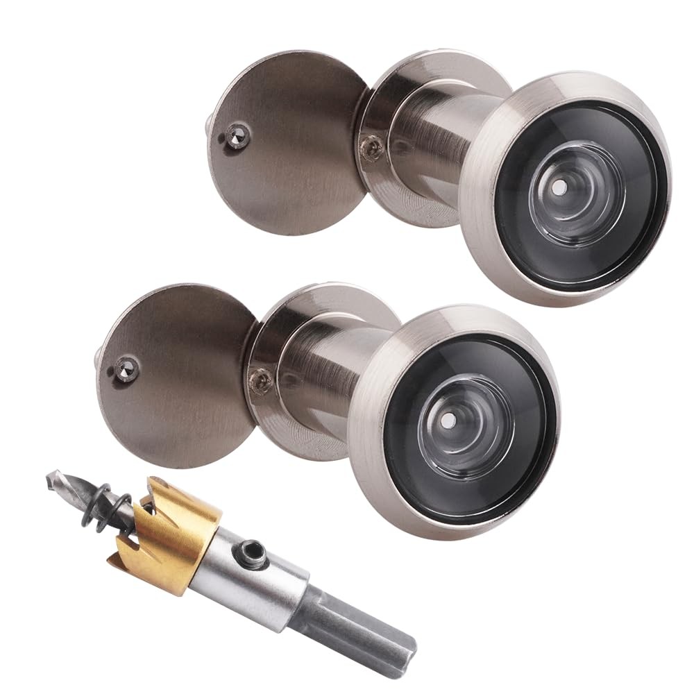 Tahikem 2 Set Door Viewer Peephole + 0.63" Drill Bit - 1-3/8"-2-1/4" Doors