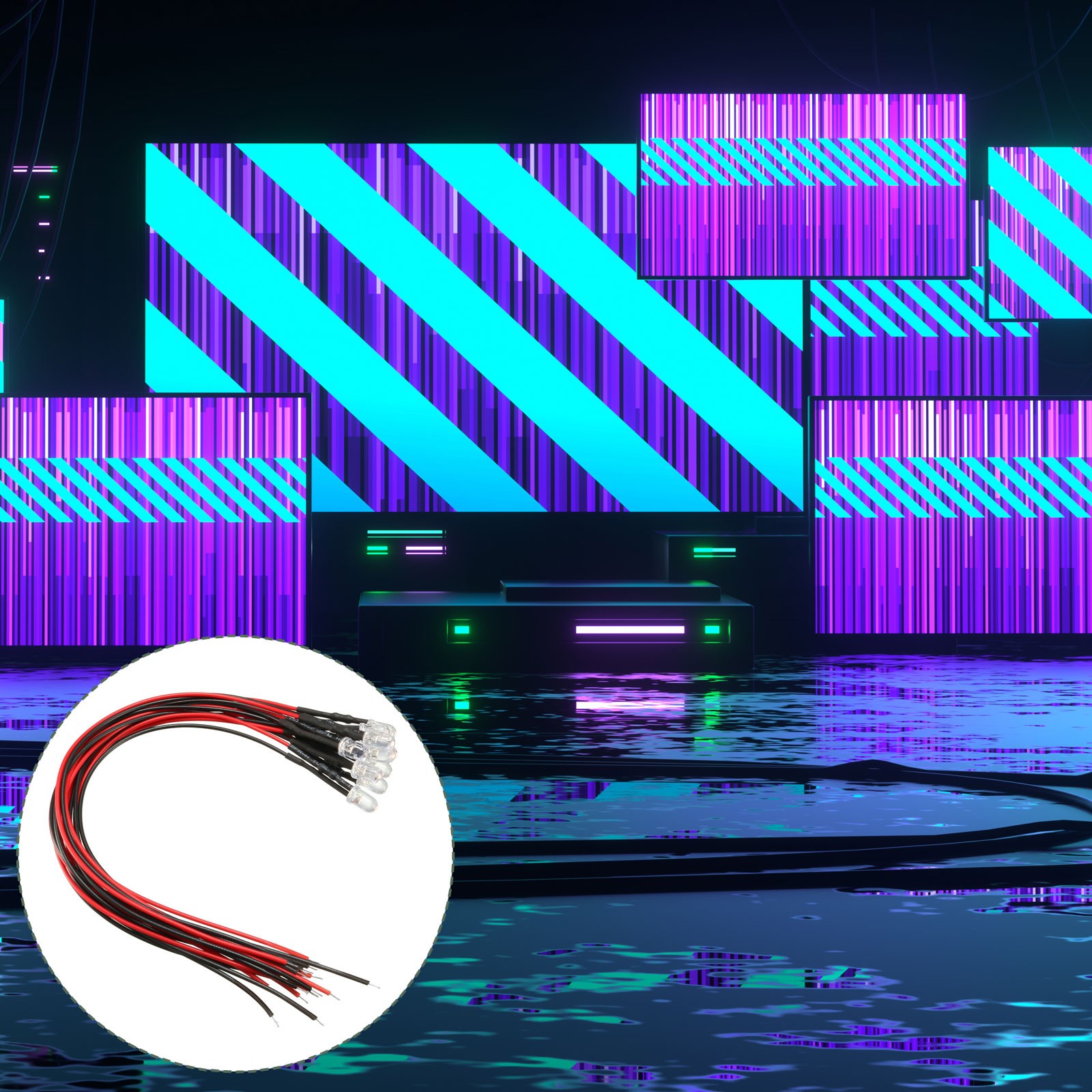 10 Pcs Pre Wired LED Semiconductor Light Emitting Diodes Red 5mm DC9-12V