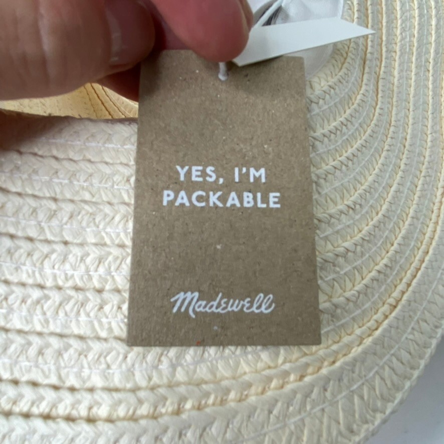 Madewell Women's $40 Packable Braided Straw Hat Antique Cream Size M/L MD832