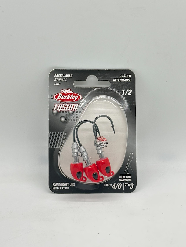 Berkley Fusion 19 Red SWIMBAIT Jigheads 3pk Needle Point PICK YOUR SIZE
