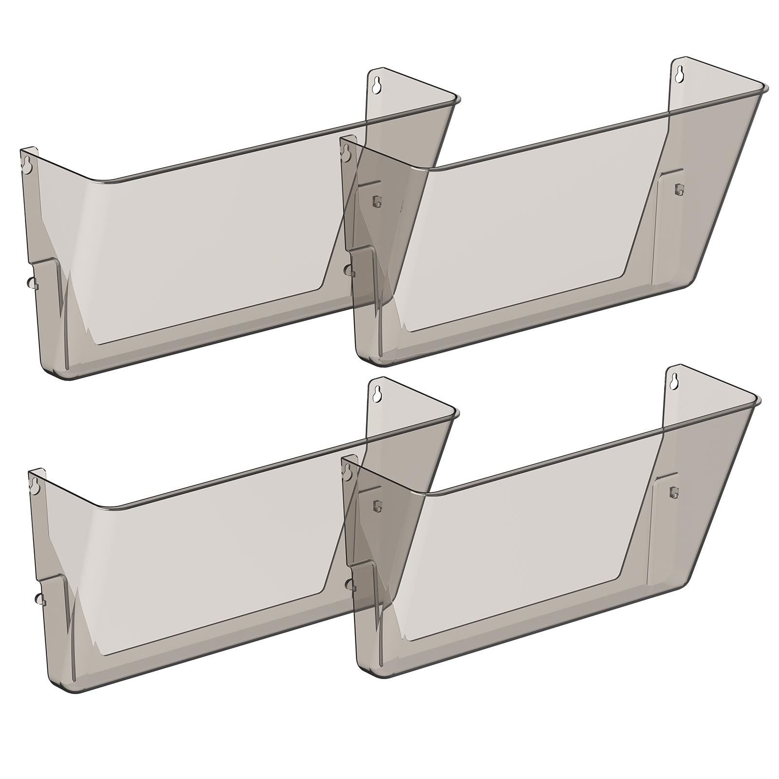 Gawerk Clear Acrylic Single Pocket, Plastic Hanging Wall Mount 4 Pack, Gray
