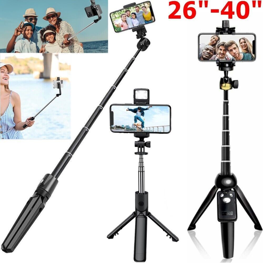 Extendable Wired Remote Self-Pole Handheld Selfie Stick For iPhone Samsung Gold