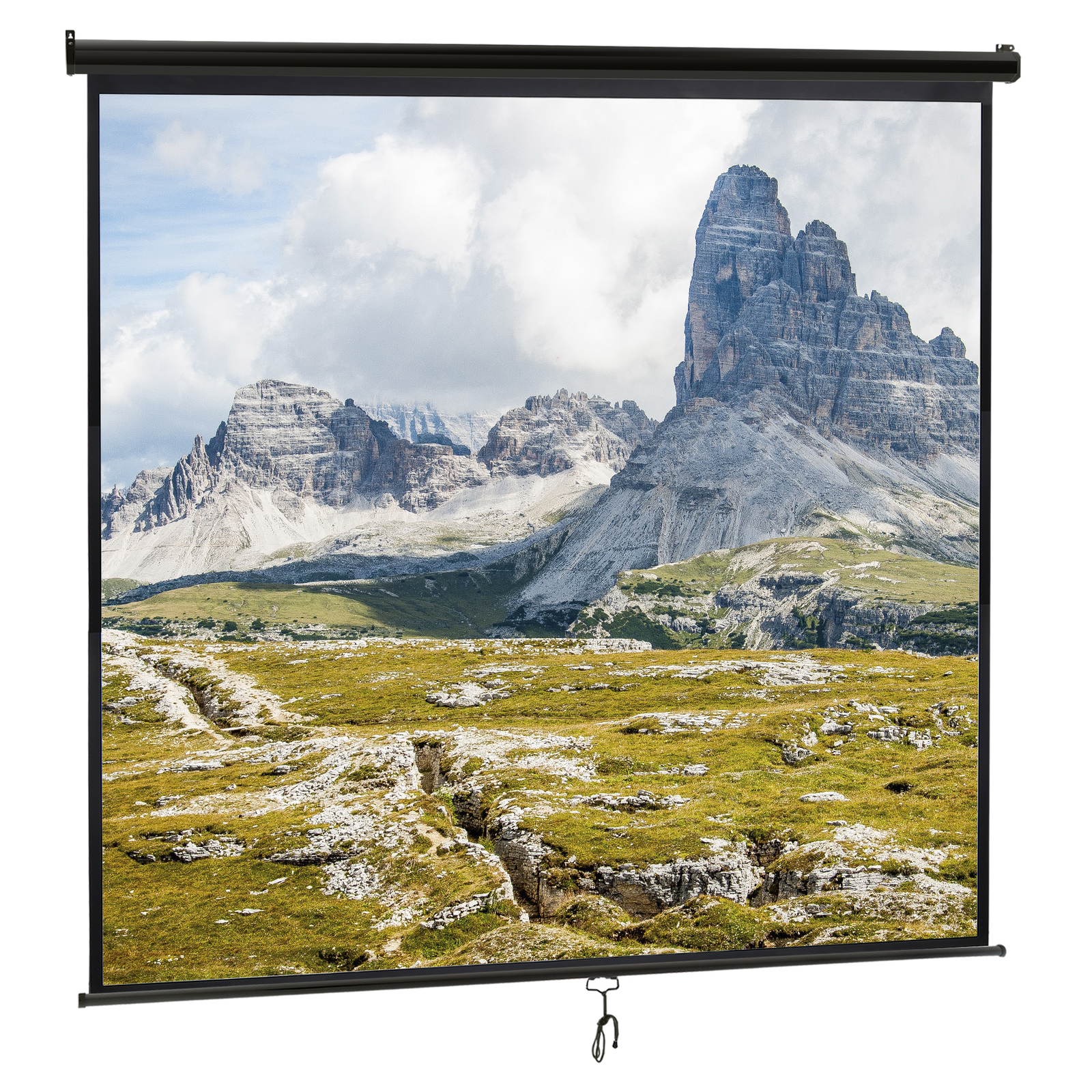 120" 1:1HD Diagonal Dimension Pull Down Projection Screen HD Movie Theater Black