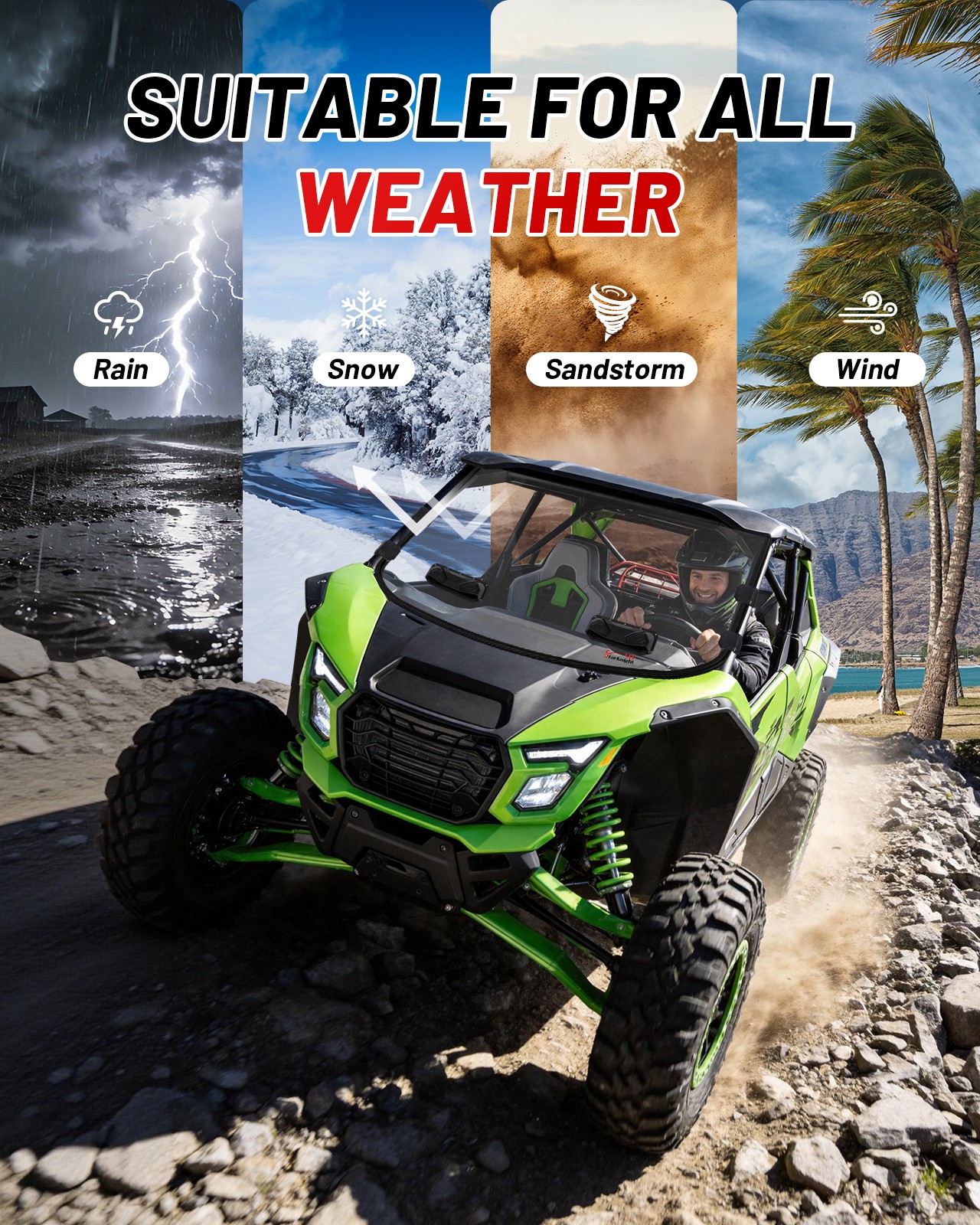 Front Window Vented Windshield Scratch-Resistant For Kawasaki Teryx 4 H2 2026