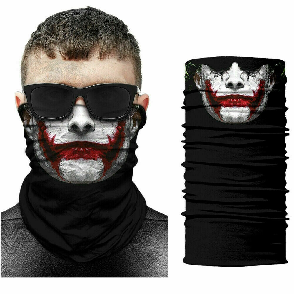 UV Protection Skull Clown Joker Balaclava Neck Gaiter Scarf Breathable Face Mask