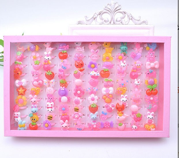 Wholesale Lots 100pcs Jewelry Plastic Kids Rings For Girls DIY Craft Making 14mm