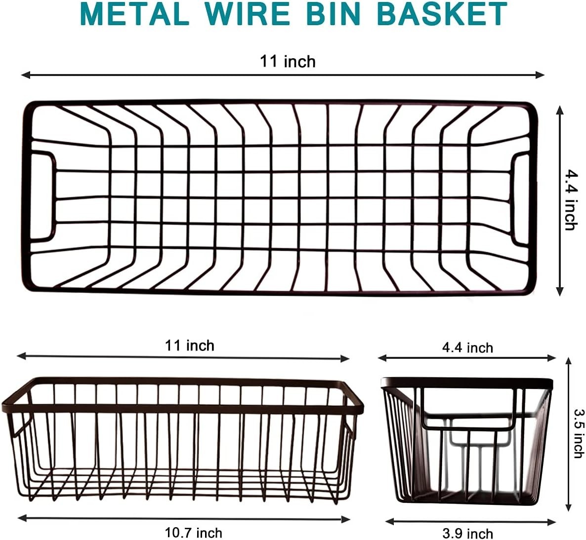 Farmhouse Style Wall Baskets - 4 Pack Metal Wire Baskets for Versatile Use