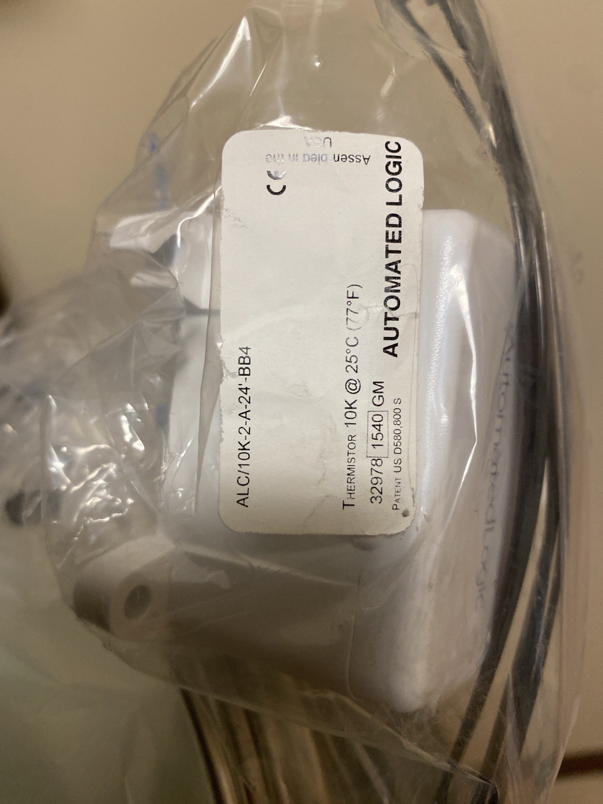 Automated Logic￼ 10K thermistor temperature sensor, model ALC/10K-2-A-24”-BB4