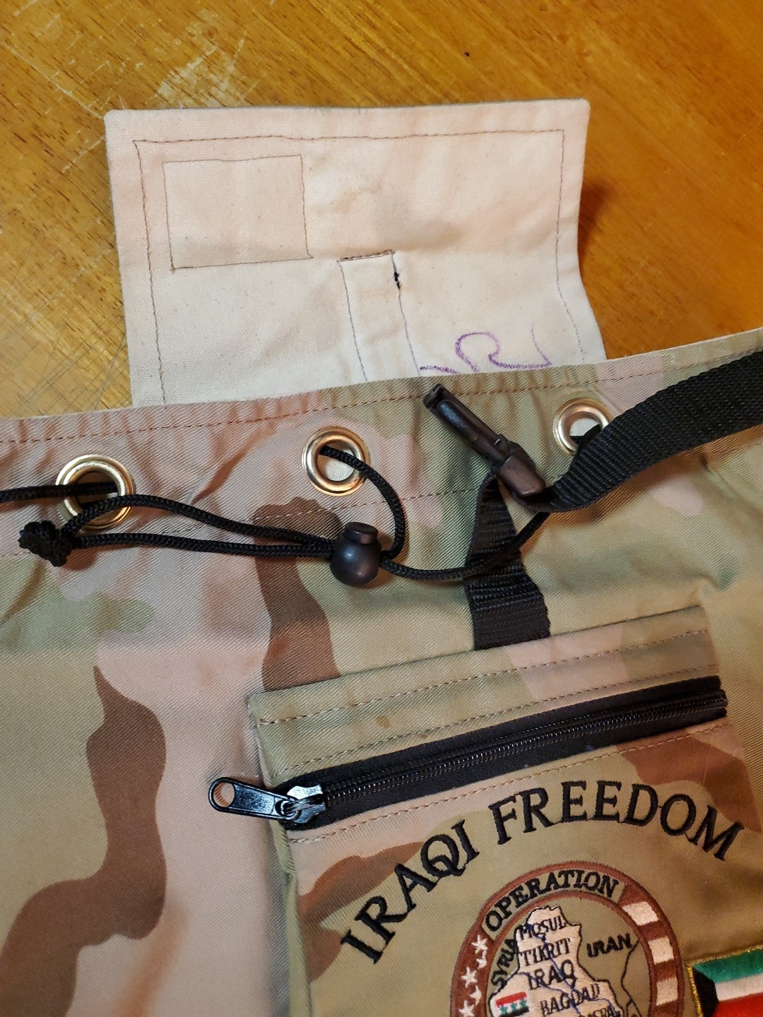 Operation Iraqi Freedom Kuwait souvenir Small Child backpack desert camo