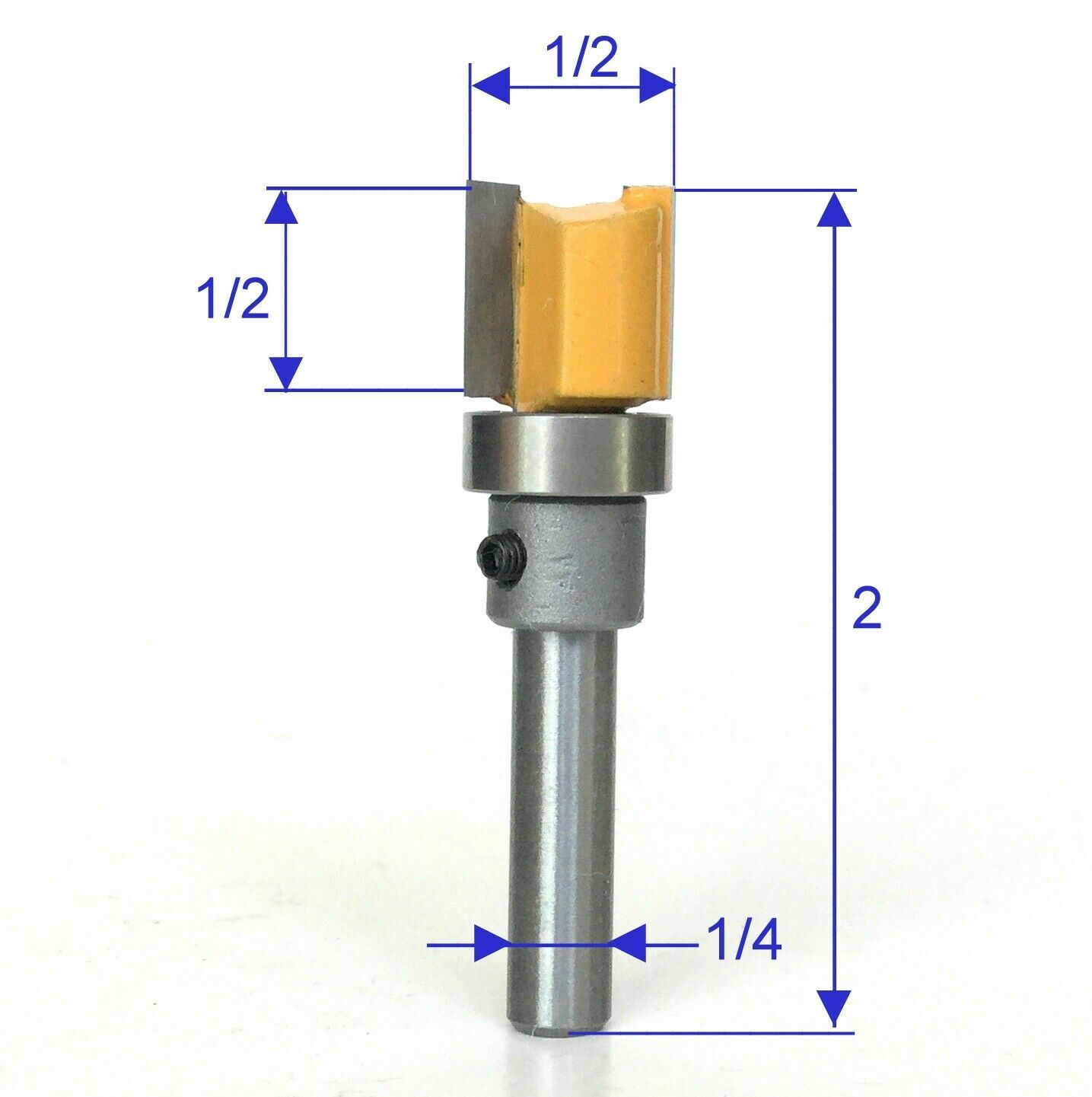1 pc 1/4" Shank with Top Bearing Dado 1/2x1/2 Blade Flush Trim Pattern Bit S