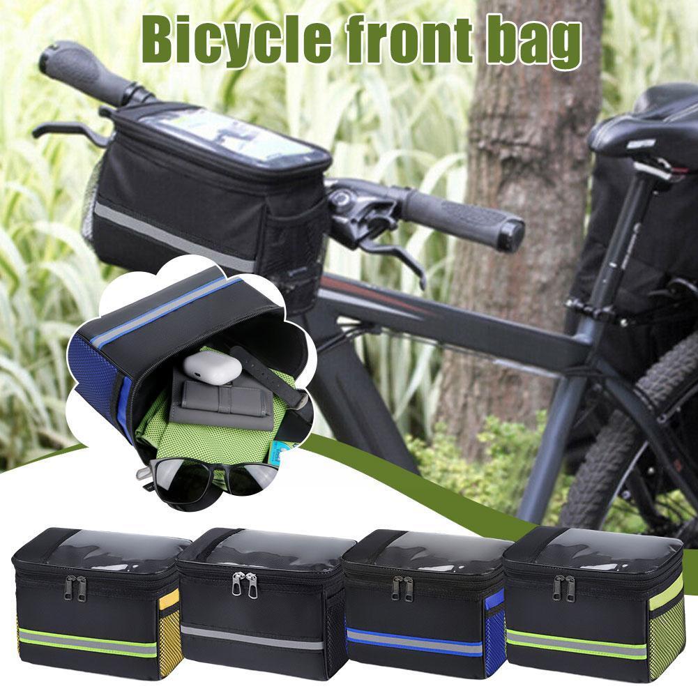 Bicycle Cycling Basket Handlebar Bag with Reflective Stripe Outdoor Bicycle Pack