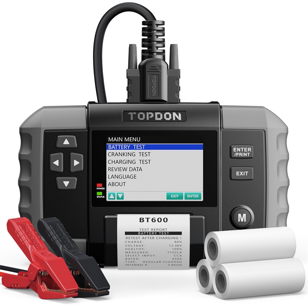 Car Battery Tester Charging Test Load Test With Built-in Printer TOPDON BT600