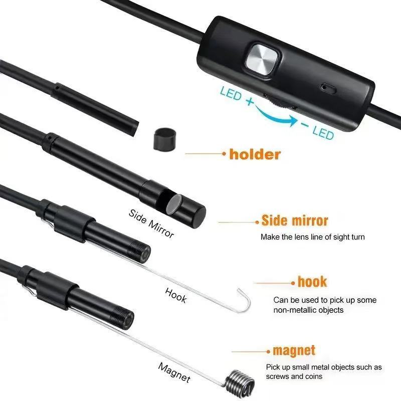 6LED USB Snake Endoscope Borescope HD Inspection Camera Scope For Android Type C