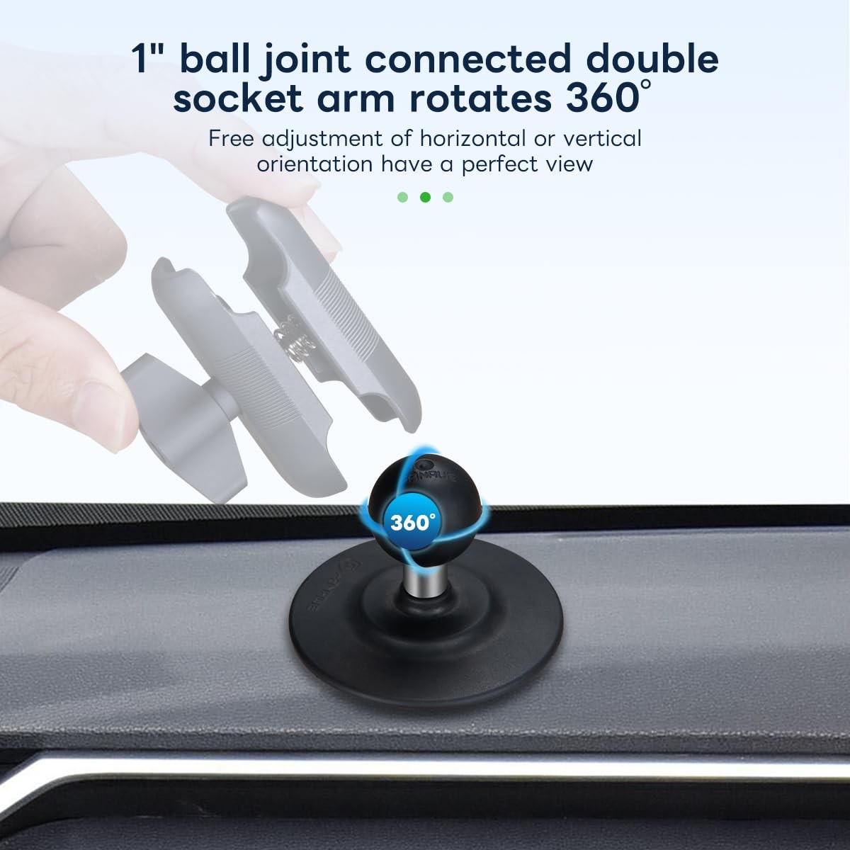 Flex Adhesive Ball Base Compatible with RAM Mounts B Size Double Socket Arm, ...