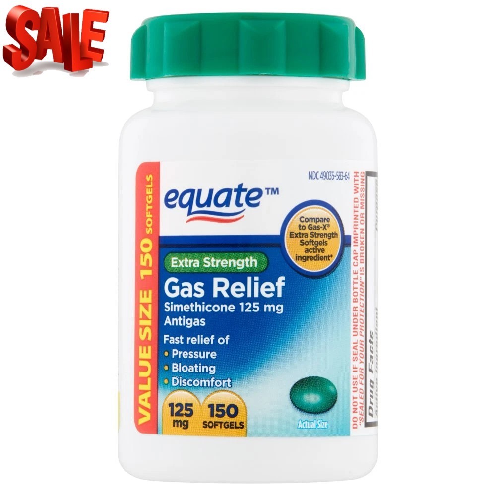 Equate Extra Strength Gas Relief Softgels Value Size, 125 Mg, 150 Count