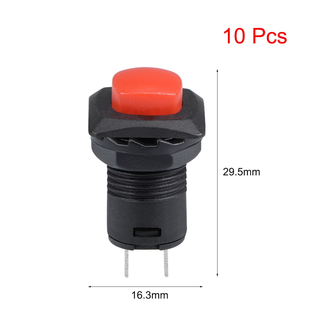 10pcs 12mm Latching Type 2 Terminals Mini Push Button Switch Red Button SPST NO