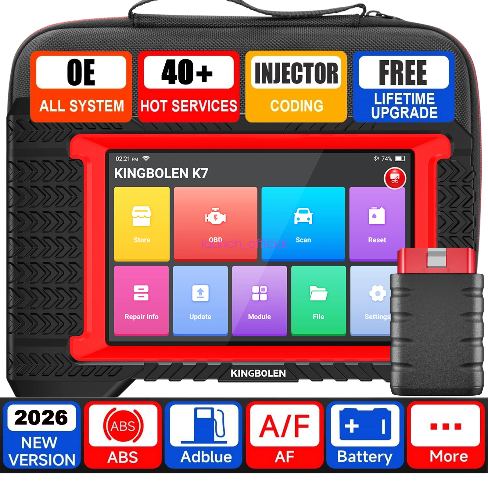 2026 Elite KINGBOLEN K7 OBD2 Scanner All System Diagnostic Tool ECU Key Coding