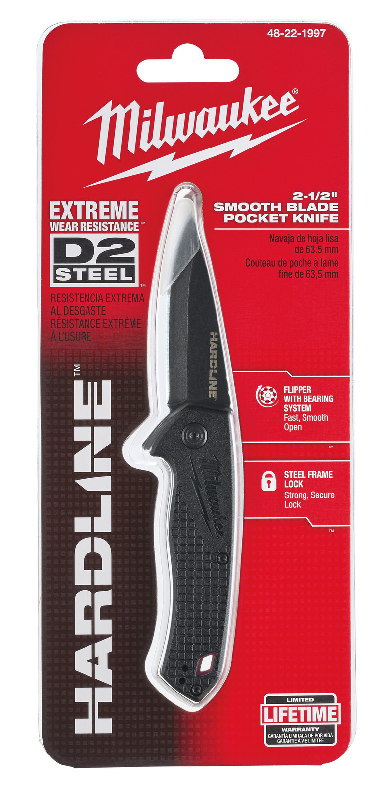 Milwaukee 48-22-1997 HARDLINE Smooth Drop Point Blade Pocket Knife