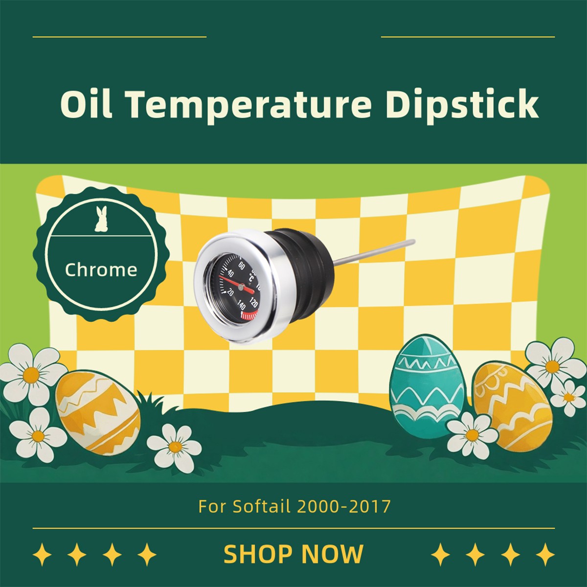 US Chrome Oil Temperature Dipstick For Harley 00-17 Softail Twin Cam Fat Boy