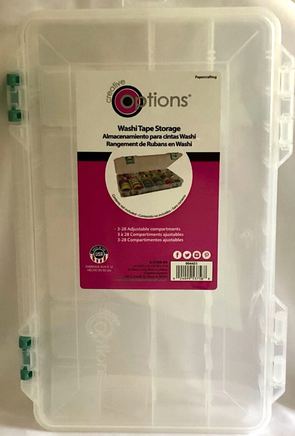 Creative Options Tape Storage 3-28 Adjustable Comp. 14.125"L x 9.125"W x 2"H