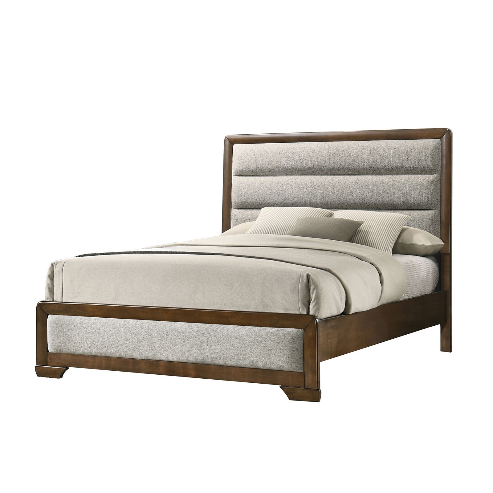 Transitional Style Queen Size 6pc Bed Set Bracket Leg Padded Headboard Footboard
