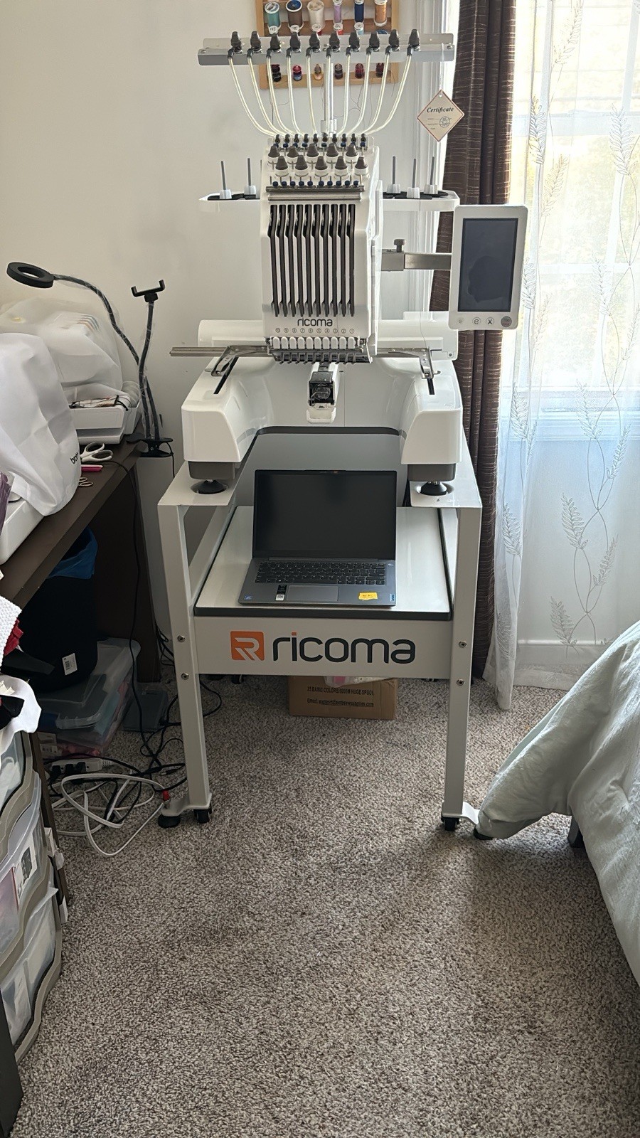 Ricoma EM-1010 Embroidery Machine Used with Stand + Attachments+Chroma Software