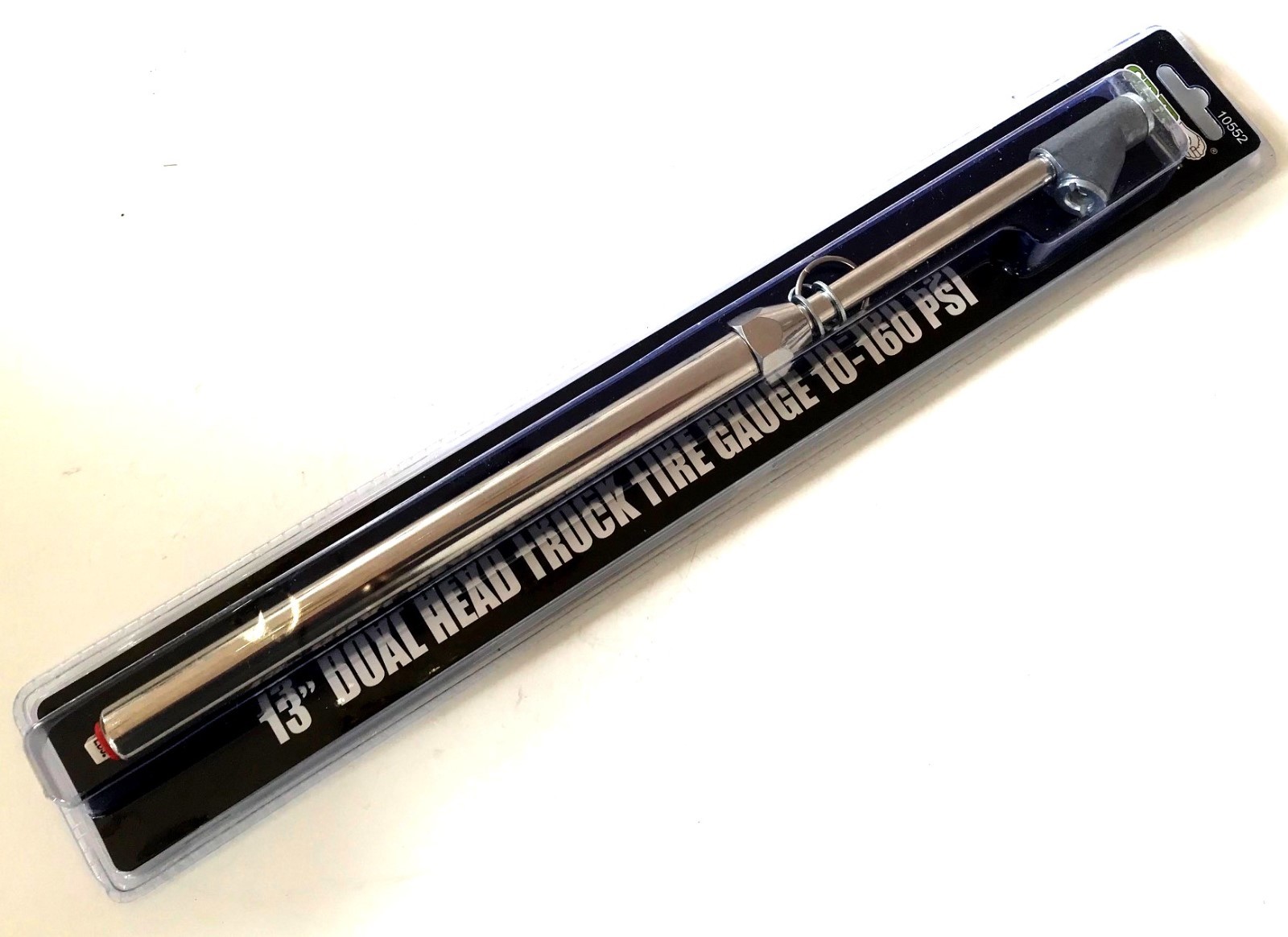 GRIP STRAIGHT/DUAL HEAD 13" LONG TRUCK TIRE AIR PRESSURE GAUGE 10-160PSI 10552