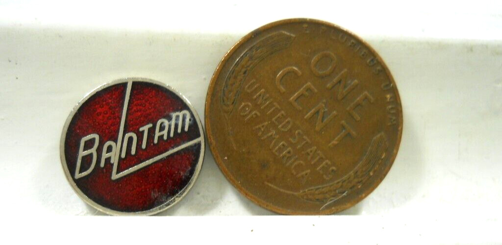 1938-41 Bantam Radiator Red Enamel Chrome Collectable Logo ½” Medallion Token
