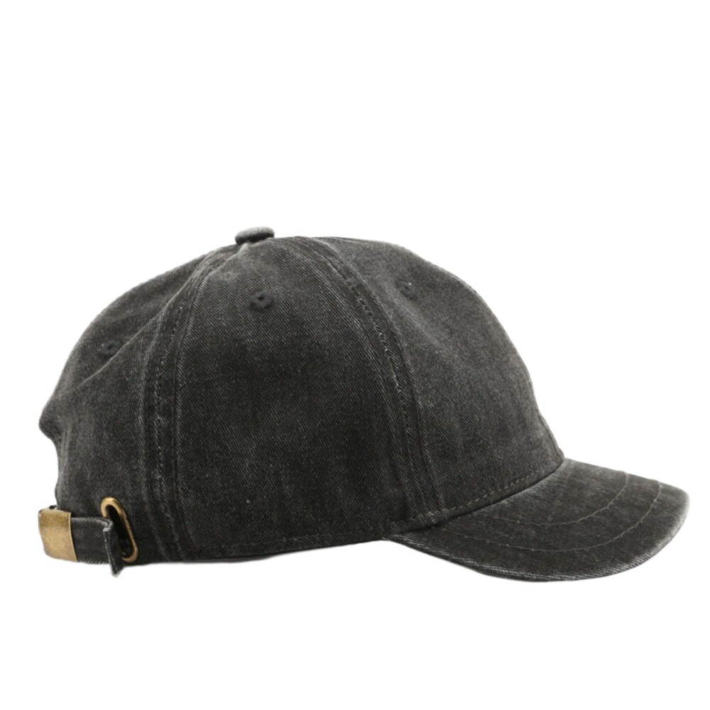 Washed Cotton Short Brim Baseball Cap Women Men Adjustable Solid Color Hat