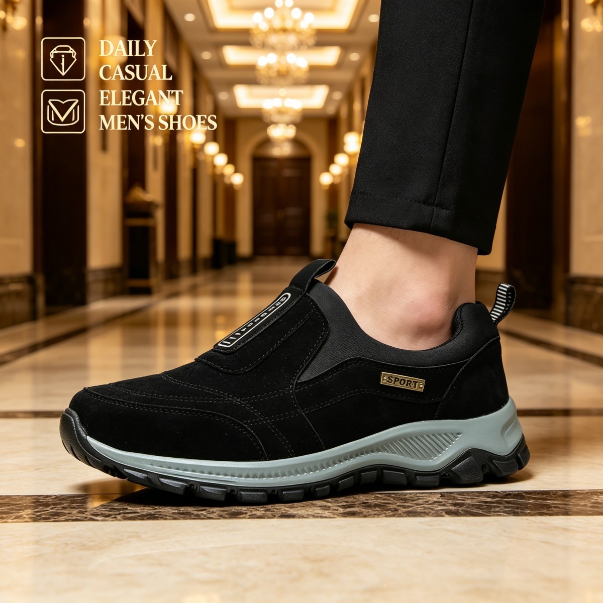 Men Slip On Loafers, Casual Athletic Sneakers for Outdoor Walking Sports