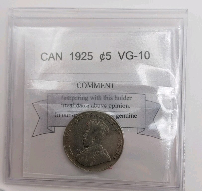 1925 - Canadian Nickel - King George V - Key Date Coin - VG  U48