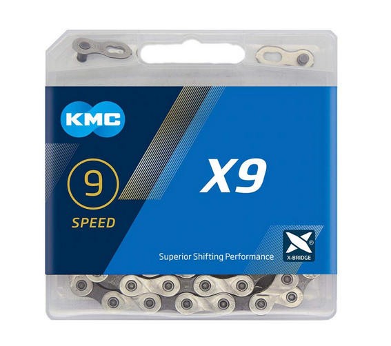 KMC X9 EPT 9 Speed Chain Silve 116 Link