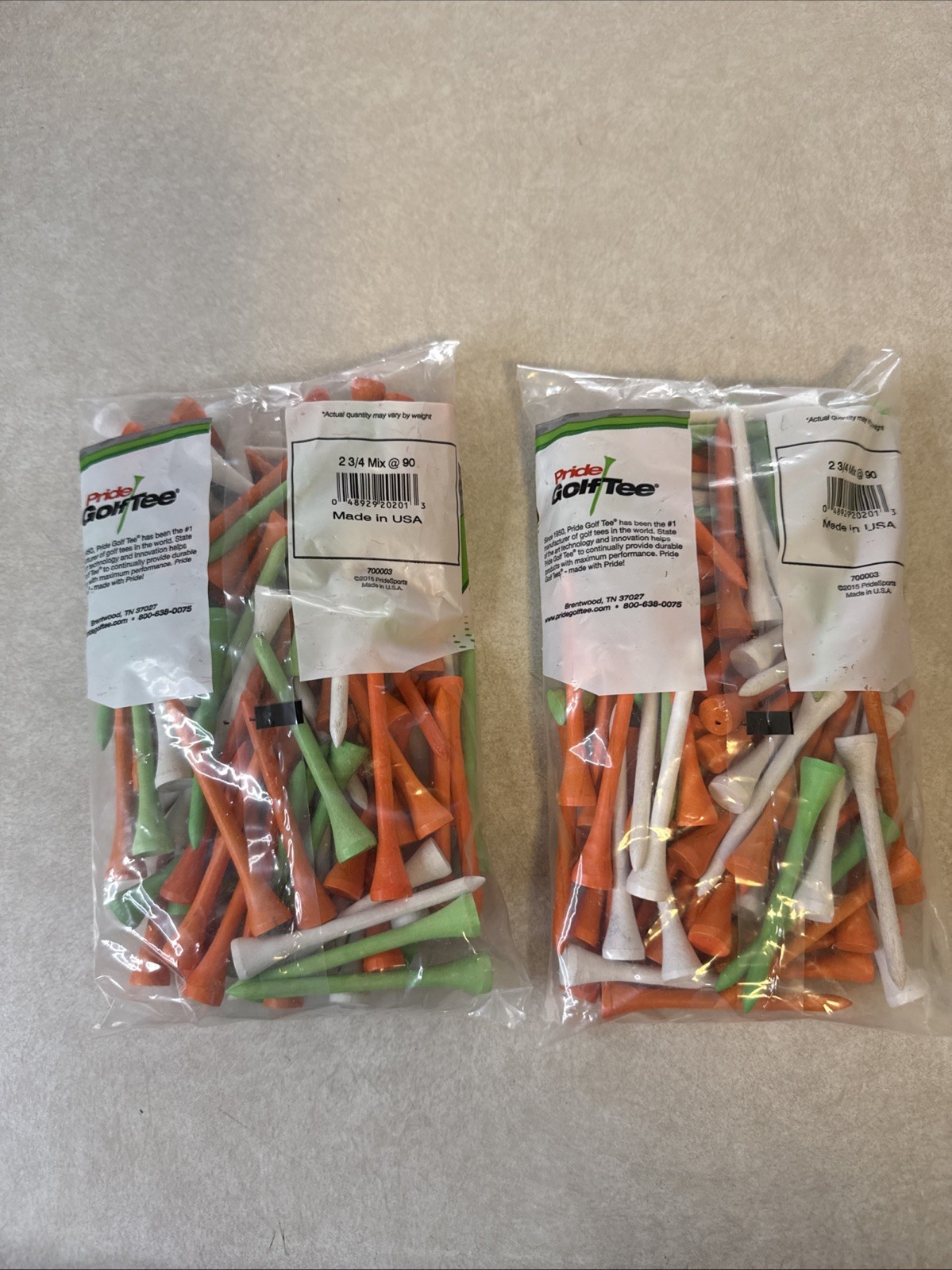 Pride Professional Hardwood Golf Tees 2 3/4" 100 Count Mixed Colors